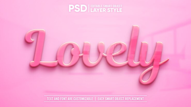 PSD efecto de texto de estilo de capa de objeto inteligente editable brillante de cerámica 3d rosa encantador brillante