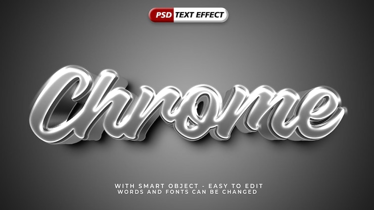 PSD efecto de texto de estilo chrome 3d