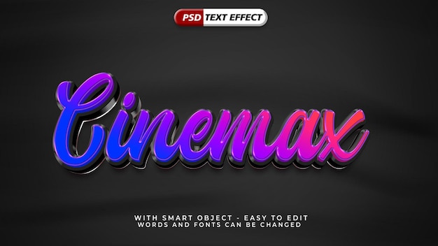efecto de texto de estilo cinemax 3d