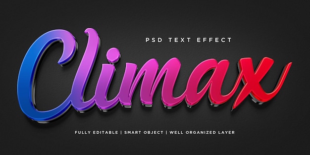 Efecto de texto de estilo Climax 3d