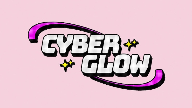 PSD efecto de texto de estilo cyber glow halftone y2k