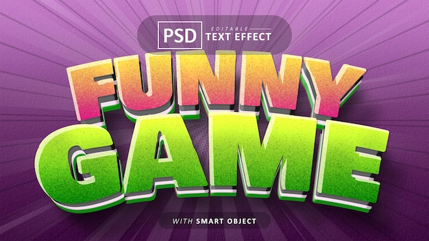 Efecto de texto de estilo de dibujos animados de juego divertido editable