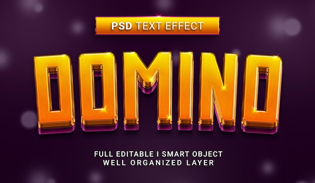efecto de texto de estilo domino 3d
