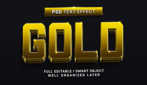 Efecto de texto de estilo dorado 3d