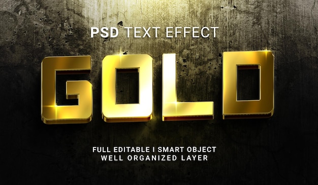 Efecto de texto de estilo dorado 3d