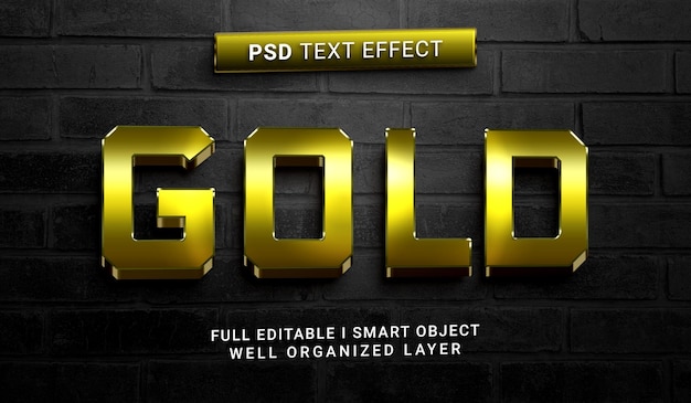 Efecto de texto de estilo dorado 3d