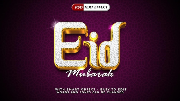 Efecto de texto de estilo eid mubarak 3d editable