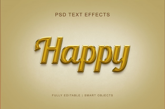 PSD efecto de texto de estilo feliz