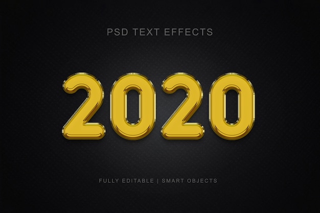 Efecto de texto de estilo de globo 2020