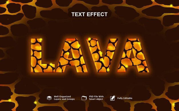 Efecto de texto de estilo de lava 3d con fondo de lava