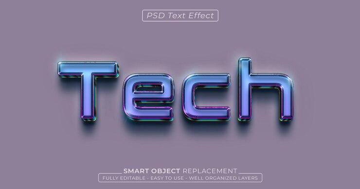 PSD efecto de texto de estilo de lujo de metal 3d tech