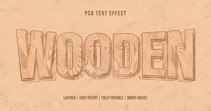 PSD efecto de texto estilo madera