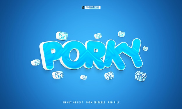 efecto de texto estilo porky candy editable psd