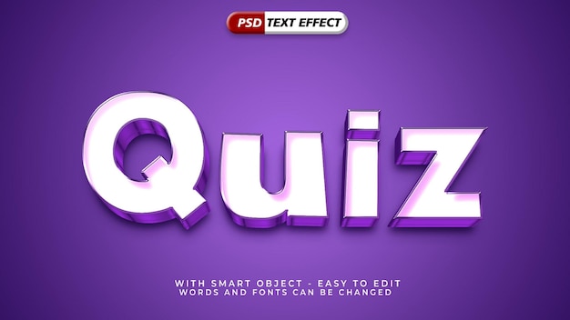 PSD efecto de texto de estilo quiz 3d