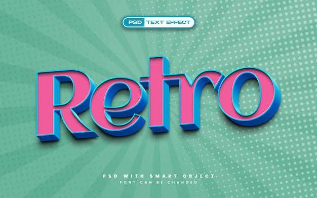 Efecto de texto de estilo retro 3d