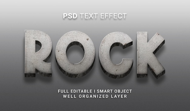 Efecto de texto de estilo rock 3d