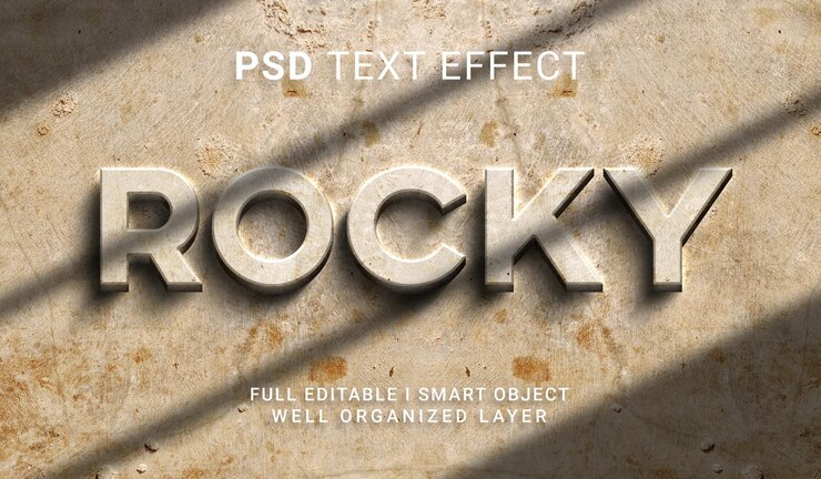 PSD efecto de texto de estilo rocoso 3d