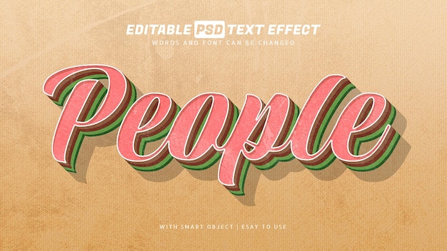 PSD efecto de texto de estilo vintage retro de personas