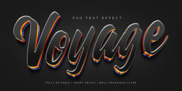 Efecto de texto de estilo Voyage 3d