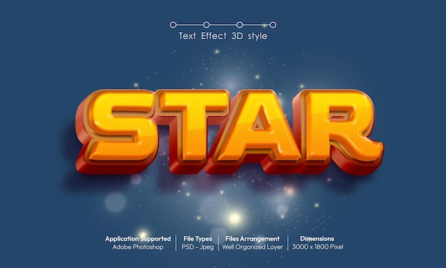 Efecto de texto en estrella con estilo de fuente 3D