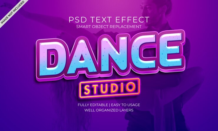 PSD efecto texto de estudio de baile
