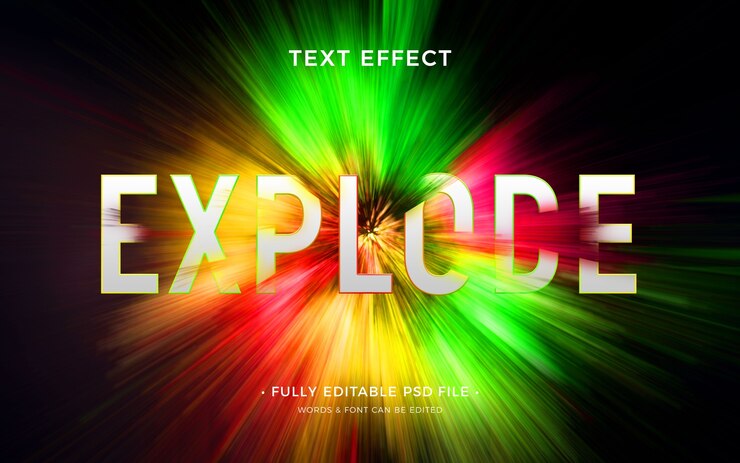PSD efecto de texto de explosión de color