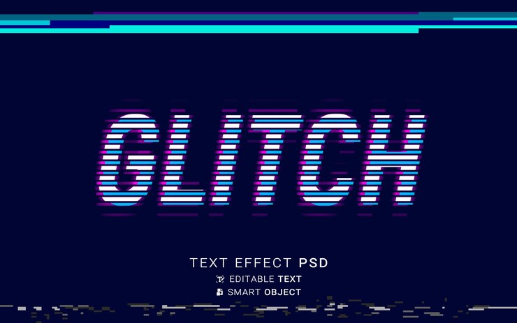 PSD efecto de texto de falla futurista