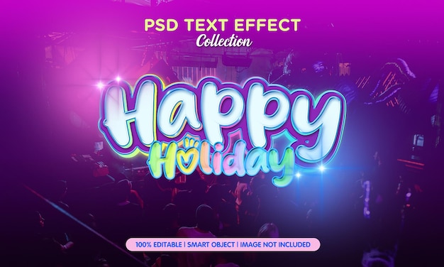 PSD efecto de texto de felices fiestas