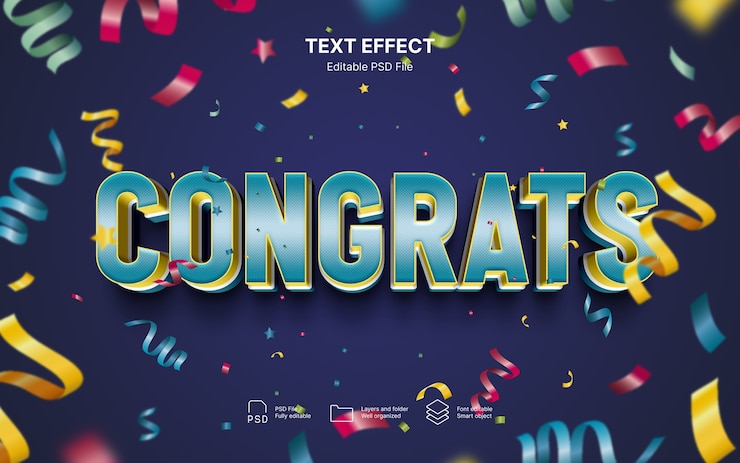 PSD efecto de texto de felicitación