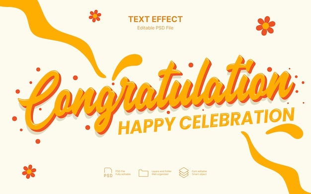 PSD efecto de texto de felicitación