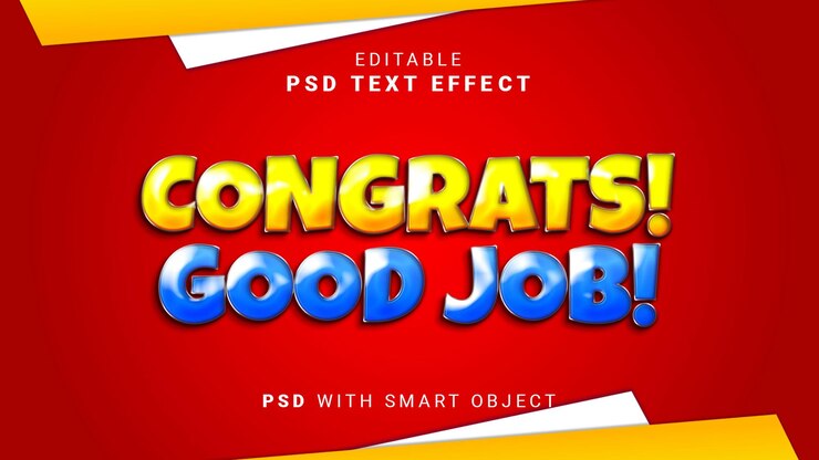 PSD efecto de texto de felicitaciones