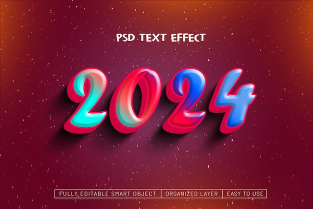 Efecto de texto feliz año nuevo 2024 Archivo PSD Gratis