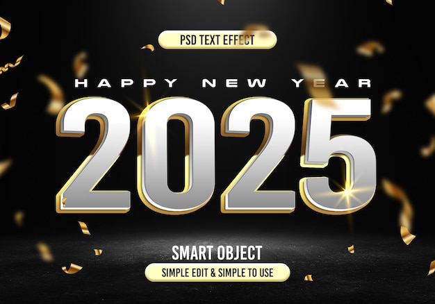 efecto de texto en feliz año nuevo efecto de texto y oro especial