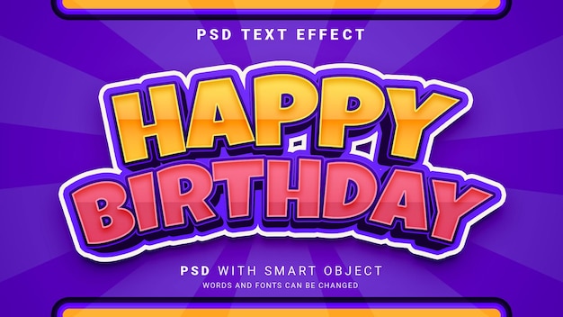 Efecto de texto de feliz cumpleaños