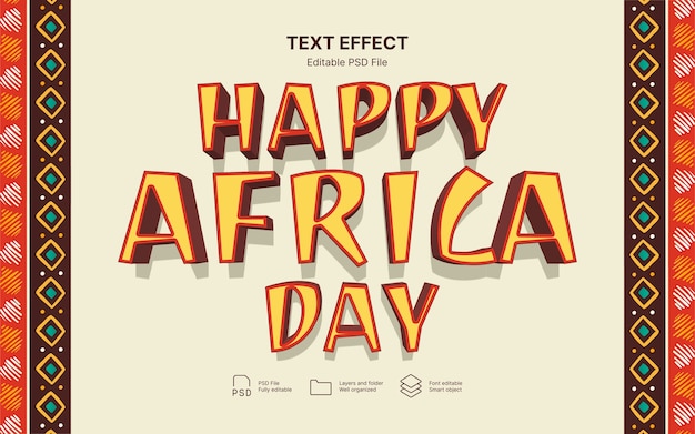 Efecto de texto del feliz día de África