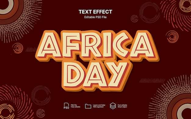 Efecto de texto del feliz día de África