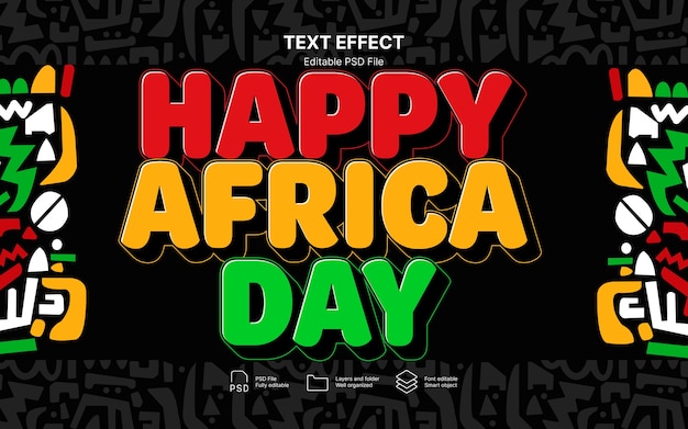 PSD efecto de texto del feliz día de áfrica