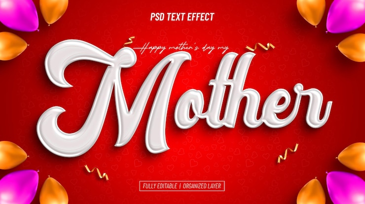 Efecto de texto de Feliz Día de la Madre en Photoshop