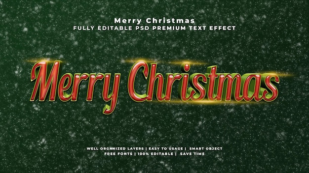 PSD efecto de texto de feliz navidad 3d