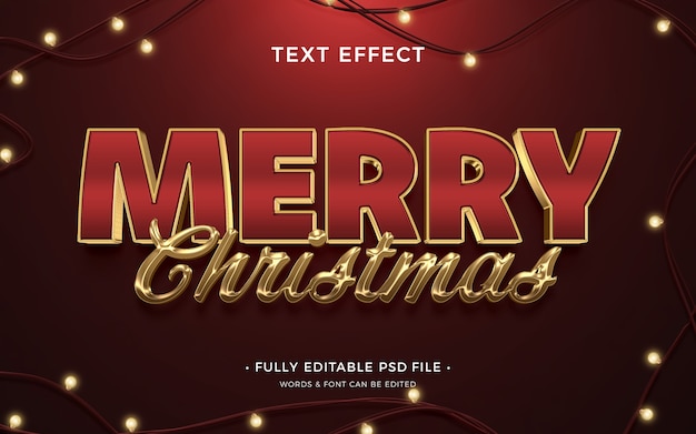 PSD efecto de texto feliz navidad