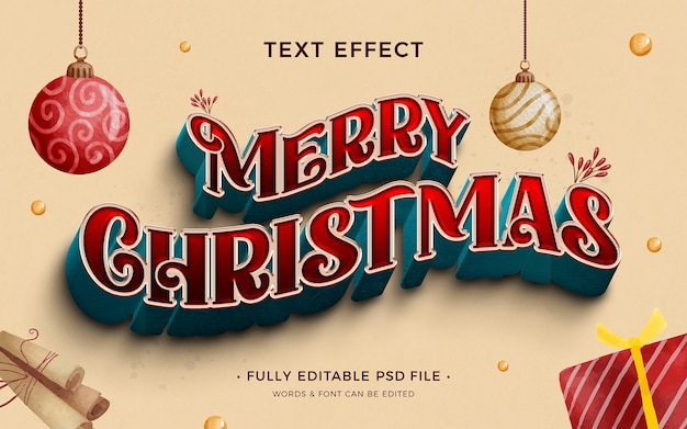 PSD efecto de texto feliz navidad