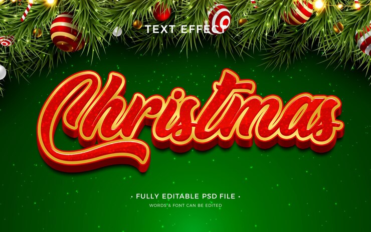 PSD efecto de texto de feliz navidad
