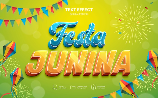 PSD efecto de texto de festa junina