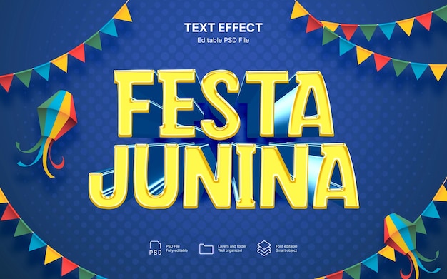 PSD efecto de texto de festa junina