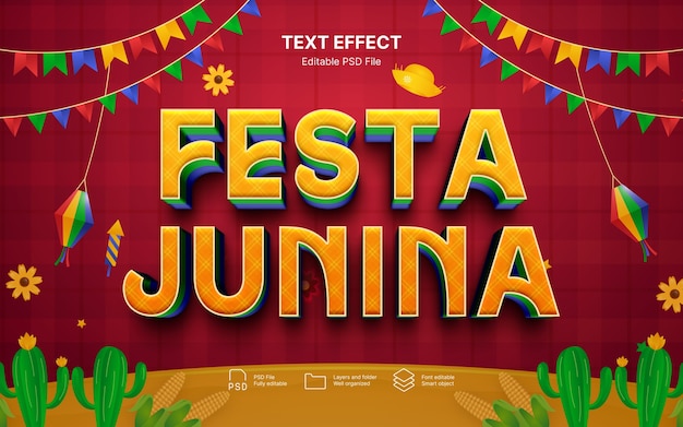 PSD efecto de texto de festa junina