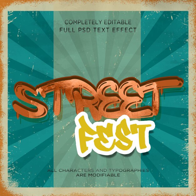 PSD efecto de texto del festival de la calle
