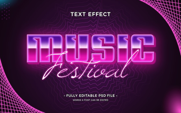 PSD efecto de texto del festival de música