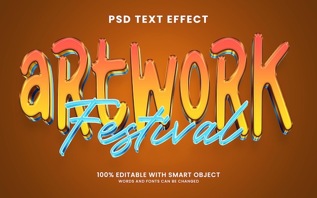 PSD efecto de texto del festival de obras de arte.