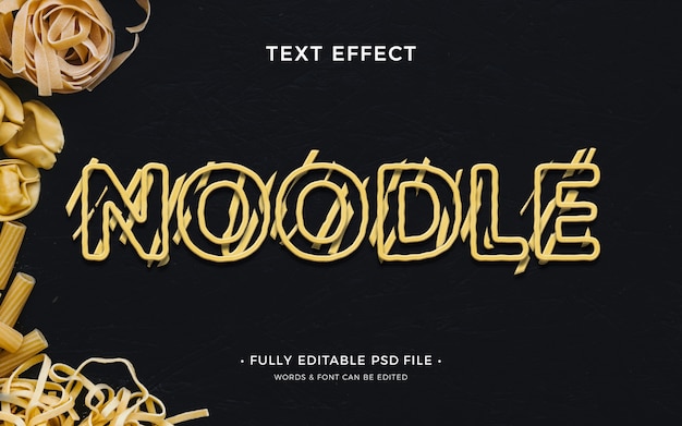 efecto de texto de fideos