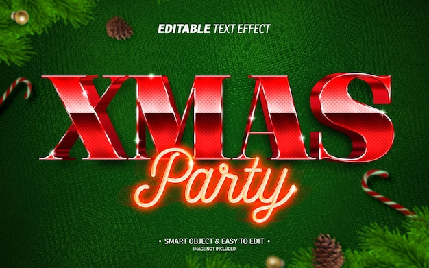 Efecto de texto de fiesta de Navidad
